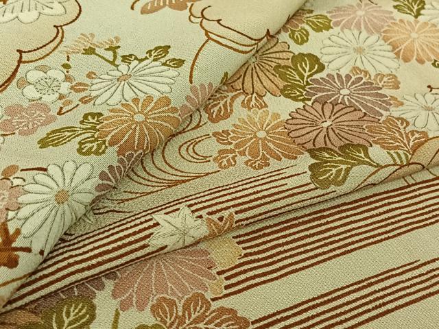 平和屋着物▽上質な小紋 単衣 風景松竹梅文 暈し染め 金彩 正絹 逸品 AABF4341jh