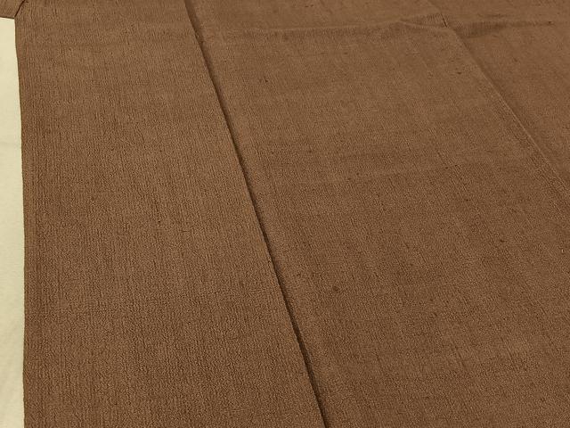 平和屋着物▽上質な紬 単衣 胡桃染色 正絹 逸品 AABF4348jh