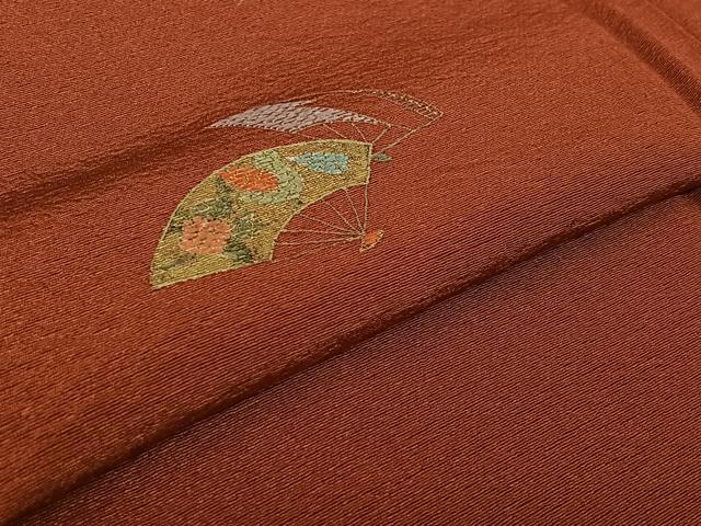 平和屋着物▽訪問着 単衣 刺繍 扇面花文 金糸 金彩 正絹 逸品 AABF4354jh
