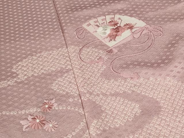 平和屋着物■訪問着 絞り 刺繍 流水扇面花文 正絹 逸品 AABF4373st