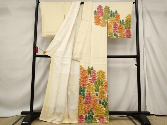 平和屋着物■訪問着 刺繍 樹林文 正絹 逸品 AABF4380st