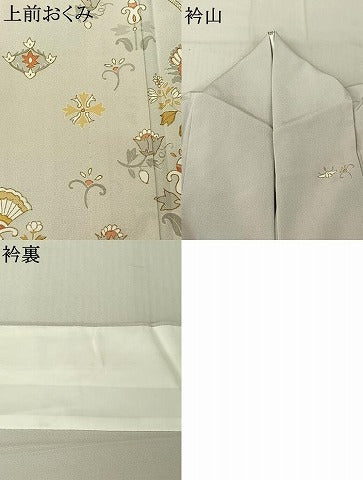 平和屋着物▽訪問着 単衣 作家物 駒刺繍 更紗花文 金糸 健勝苑扱い 正絹 逸品 AABF4418jh