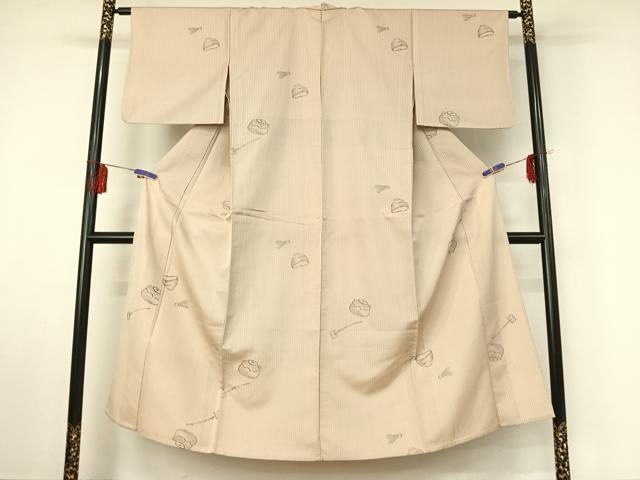平和屋着物▽上質な小紋 単衣 茶道具 正絹 逸品 AABF4419jh