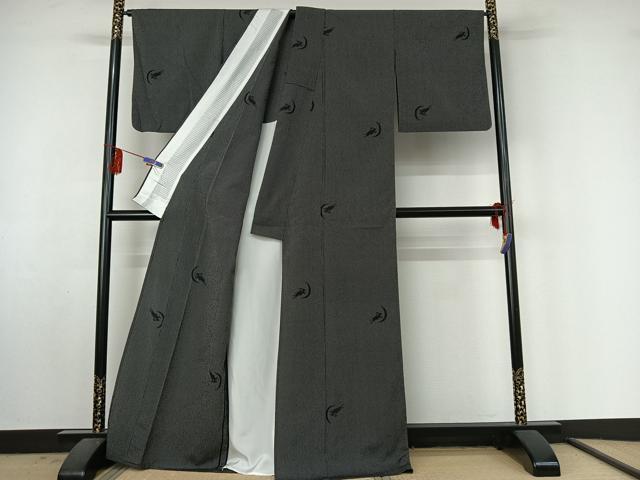 平和屋着物▽本塩沢 単衣 兎文 正絹 逸品 AABF4420jh