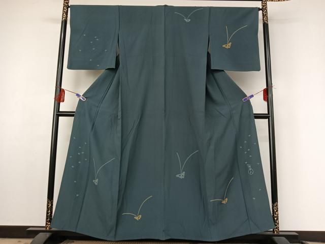 平和屋着物▽訪問着 単衣 作家物 舞蝶文 正絹 逸品 AABF4421jh