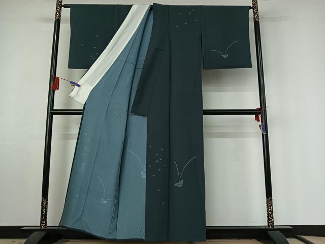 平和屋着物▽訪問着 単衣 作家物 舞蝶文 正絹 逸品 AABF4421jh