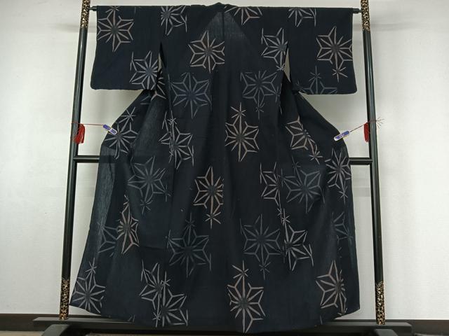 平和屋着物▽小紋 単衣 麻の葉文様 AABF4422jh