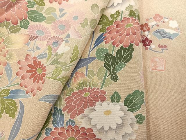 平和屋着物●訪問着 友禅 作家物 枝花文 暈し染め 正絹 逸品 未使用 AABF4443ph
