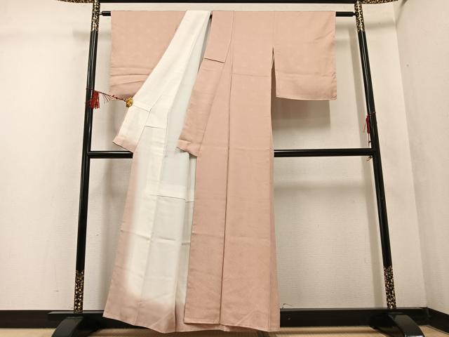 平和屋着物●上質な色無地 草花地紋 洗柿色 正絹 逸品 AABF4447ph