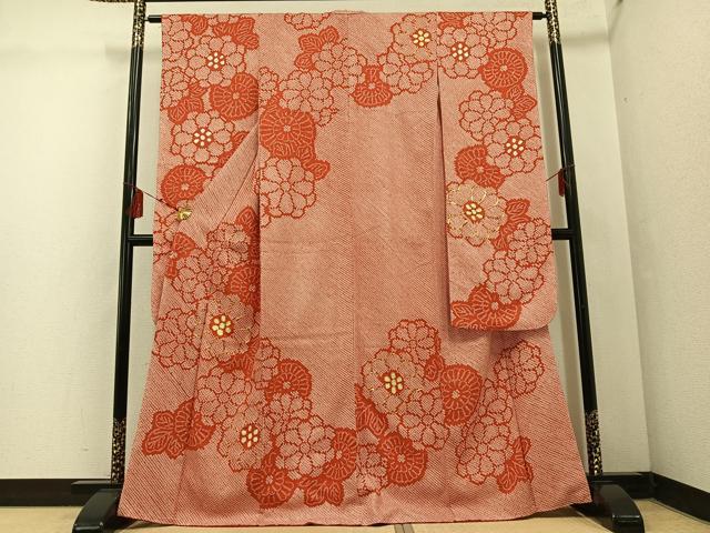 平和屋着物●豪華振袖 駒刺繍 絞り 花尽くし 正絹 逸品 AABF4450ph