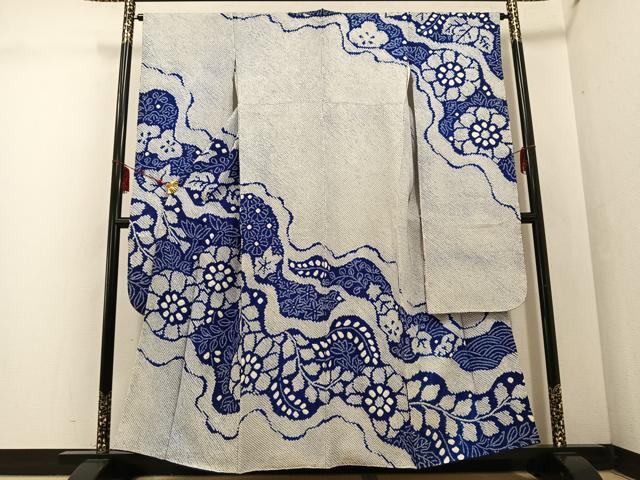 平和屋着物●豪華振袖 絞り 草花文 正絹 逸品 AABF4460ph