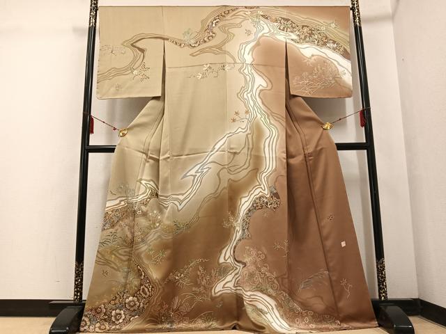 平和屋着物●訪問着 草花文 暈し染め 金彩 正絹 逸品 未使用 AABF4463ph