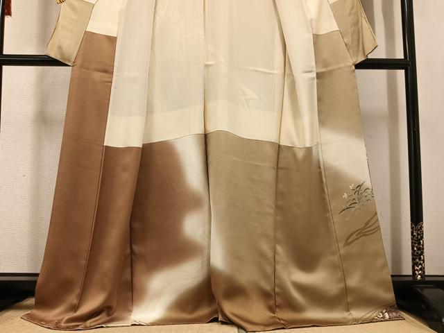 平和屋着物●訪問着 草花文 暈し染め 金彩 正絹 逸品 未使用 AABF4463ph