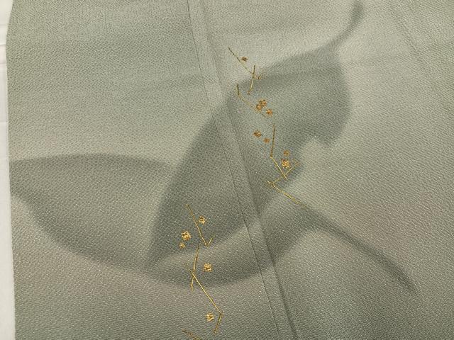 平和屋着物●訪問着 竹屋町刺繍 舞葉文 金糸 鬼しぼ縮緬 正絹 逸品 AABF4483ph
