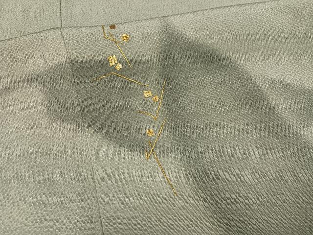 平和屋着物●訪問着 竹屋町刺繍 舞葉文 金糸 鬼しぼ縮緬 正絹 逸品 AABF4483ph