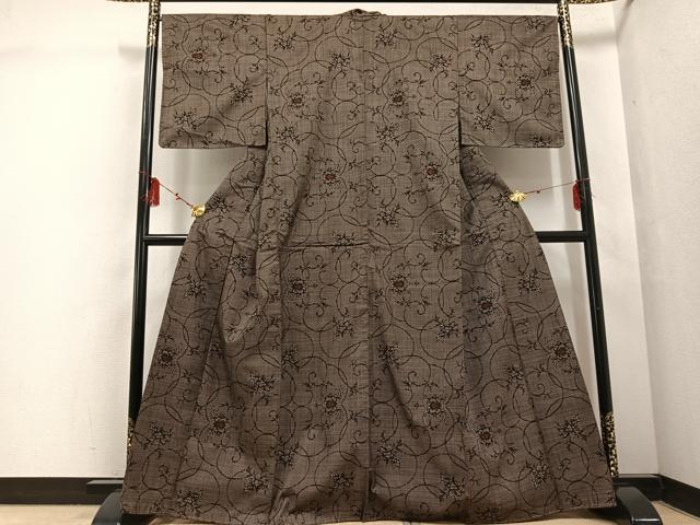平和屋着物●本場大島紬 一元7マルキ 更紗花文 正絹 逸品 未使用 AABF4508ph