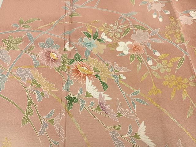 平和屋着物●訪問着 枝花文 暈し染め 金彩 三越扱い 正絹 逸品 未使用 AABF4511ph