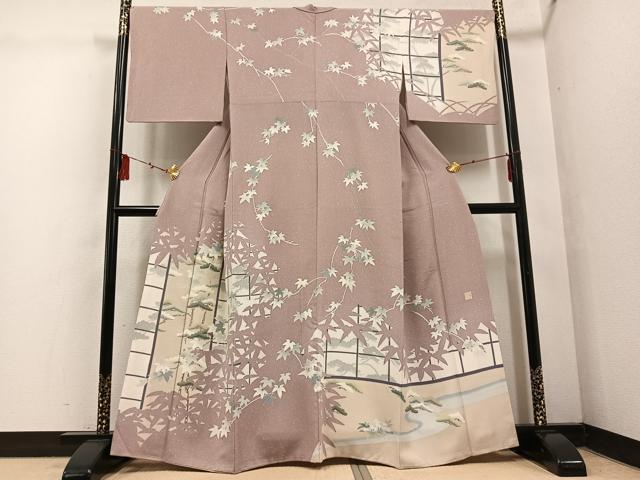平和屋着物●倉染匠 猟彩友禅作家 倉翔篁 訪問着 草木文 正絹 逸品 AABF4514ph