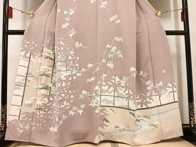 平和屋着物●倉染匠 猟彩友禅作家 倉翔篁 訪問着 草木文 正絹 逸品 AABF4514ph