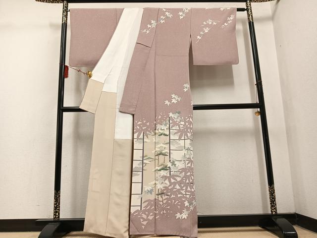 平和屋着物●倉染匠 猟彩友禅作家 倉翔篁 訪問着 草木文 正絹 逸品 AABF4514ph