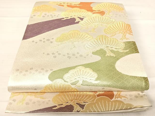 平和屋着物◎六通柄袋帯 九百錦 華雅文様 金銀糸 正絹 逸品 AABF4554yx