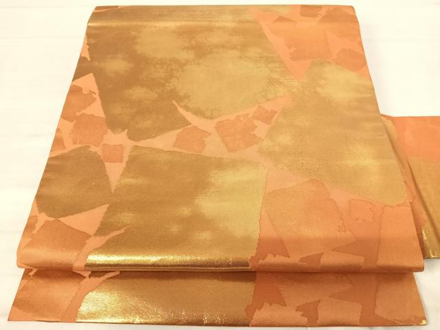 平和屋着物◎九寸名古屋帯 破れ色紙文 金糸 正絹 逸品 AABF4587yx