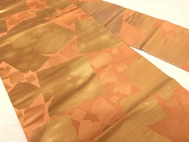 平和屋着物◎九寸名古屋帯 破れ色紙文 金糸 正絹 逸品 AABF4587yx