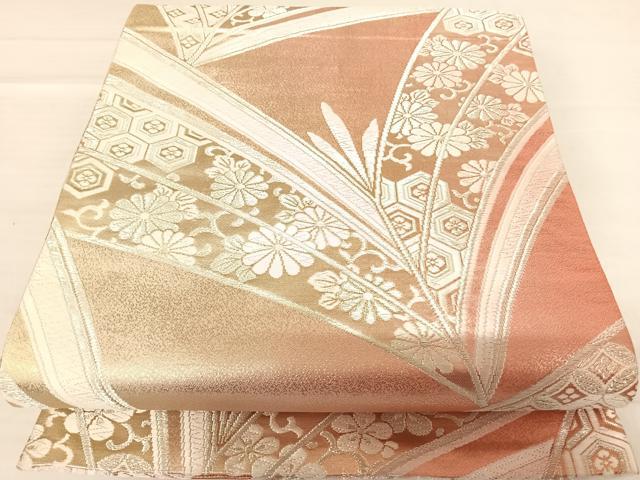 平和屋着物◎両面全通柄袋帯 唐織 若松花文 銀糸 正絹 逸品 AABF4634yx