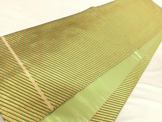 平和屋着物◎全通柄袋帯 斜線文 金糸 正絹 逸品 AABF4645yx