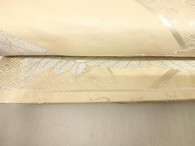 平和屋着物◎六通柄袋帯 別織 つづれ 吉祥飛鶴文 銀糸 正絹 逸品 AABF4661yx