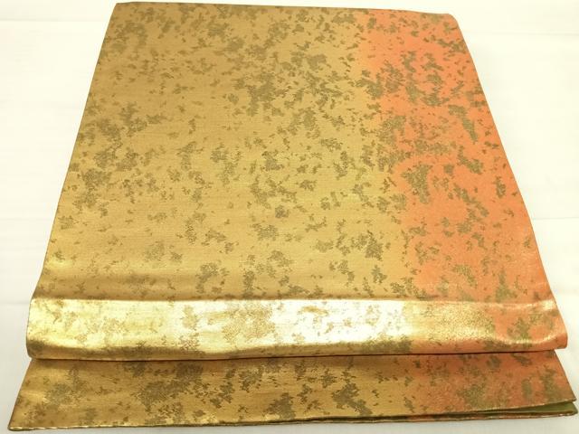平和屋着物◎六通柄袋帯 霞文 金糸 正絹 逸品 AABF4672yx