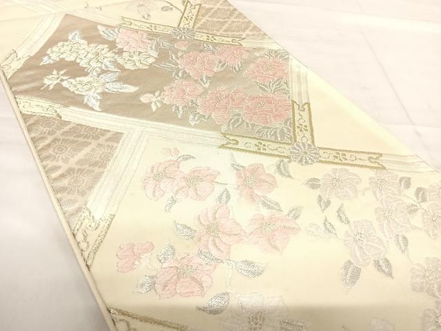 平和屋着物◎六通柄袋帯 唐織 檜垣花文 金銀糸 正絹 逸品 AABF4695yx