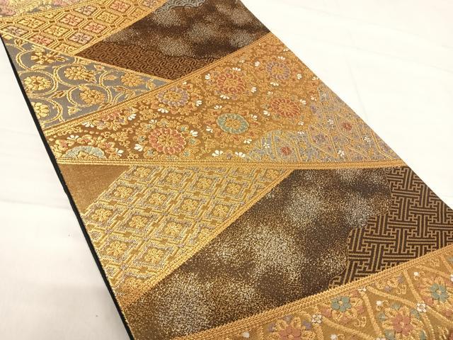 平和屋着物◎六通柄袋帯 切嵌花文 金銀糸 正絹 逸品 AABF4722yx