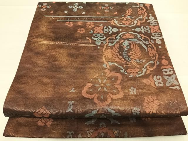 平和屋着物◎六通柄袋帯 鳳凰花文 正絹 逸品 AABF4729yx