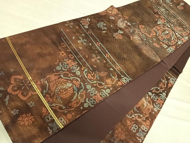 平和屋着物◎六通柄袋帯 鳳凰花文 正絹 逸品 AABF4729yx