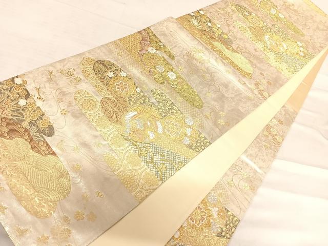 平和屋着物◎六通柄袋帯 鳳凰花文 金銀糸 正絹 逸品 AABF4732yx