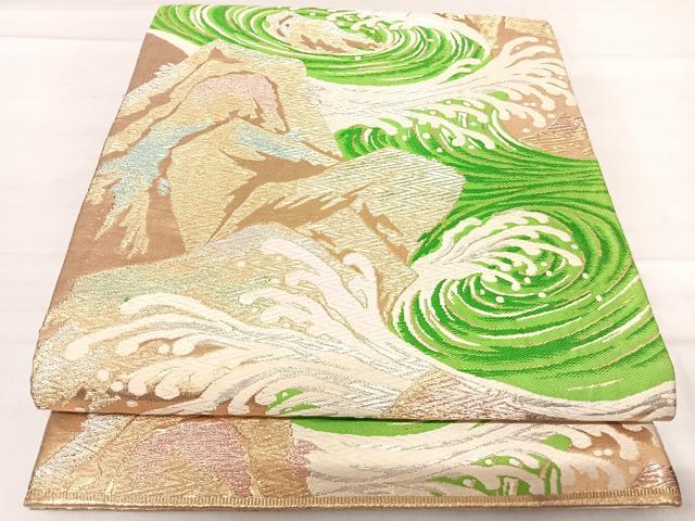 平和屋着物◎六通柄袋帯 立波文 金銀糸 正絹 逸品 AABF4742yx