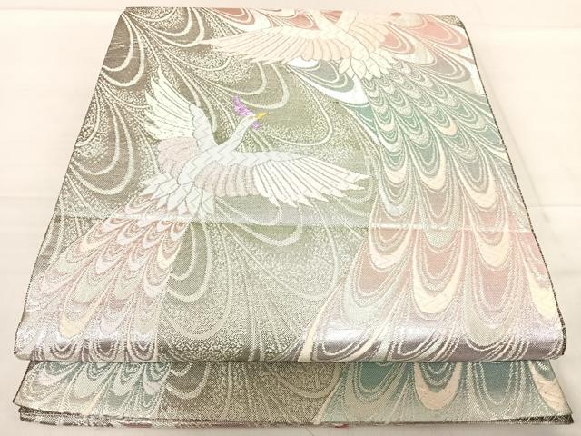 平和屋着物◎六通柄袋帯 鳳凰文 金銀糸 正絹 逸品 AABF4745yx