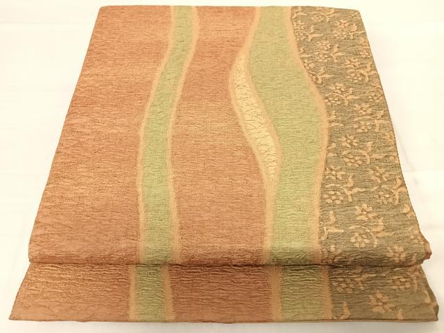 平和屋着物◎六通柄袋帯 草花文 正絹 逸品 AABF4751yx