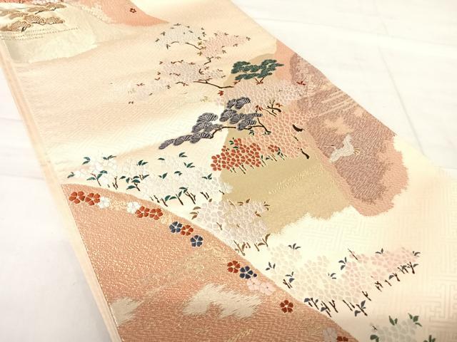 平和屋着物◎六通柄袋帯 唐織 春山小袖文 金銀糸 正絹 逸品 AABF4761yx