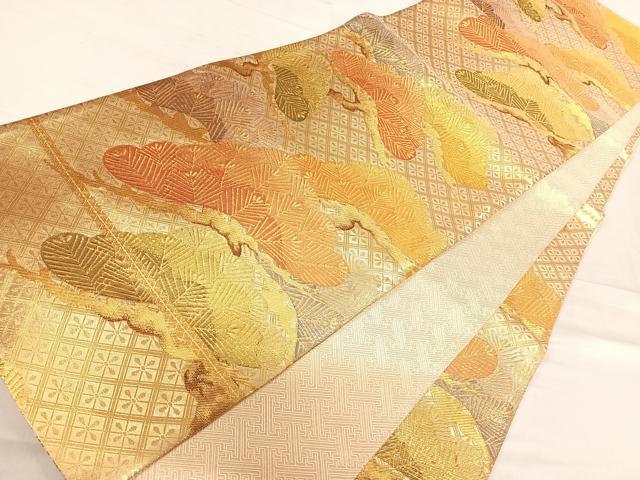 平和屋着物◎佐賀錦 六通柄袋帯 枝松文 金糸 正絹 逸品 AABF4794yx