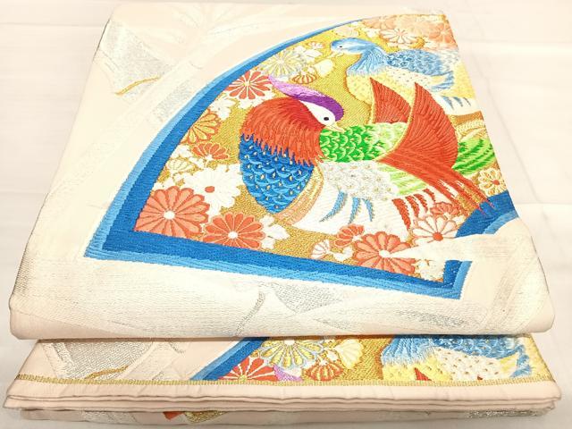 平和屋着物◎六通柄袋帯 唐織 地紙花鳥文 金銀糸 正絹 逸品 AABF4853yx
