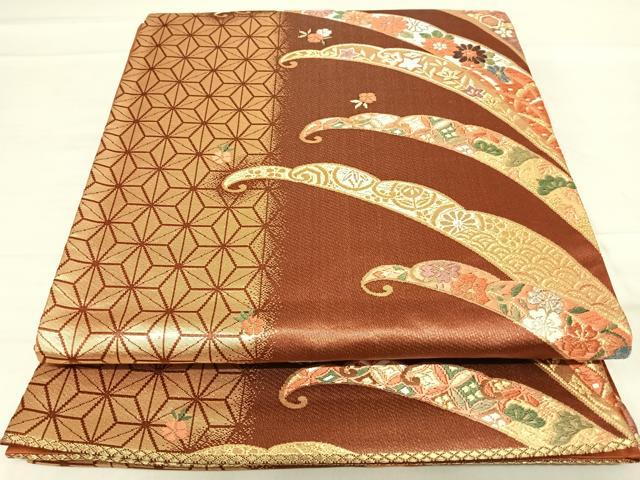 平和屋着物◎六通柄袋帯 唐織 天平の浪漫 吉祥花文 金銀糸 正絹 逸品 AABF4865yx
