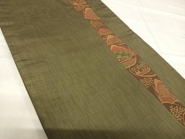 平和屋着物◎六通柄袋帯 風景文 正絹 逸品 AABF4906yx