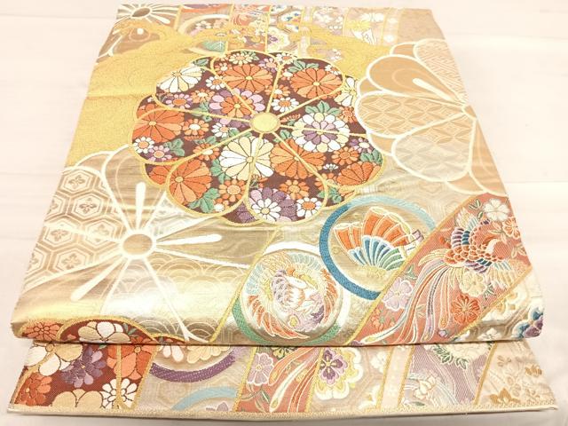 平和屋着物◎六通柄袋帯 唐織 能衣王華文 金銀糸 正絹 逸品 AABF4917yx