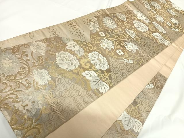 平和屋着物◎六通柄袋帯 花唐草文 金銀糸 正絹 逸品 AABF4962yx