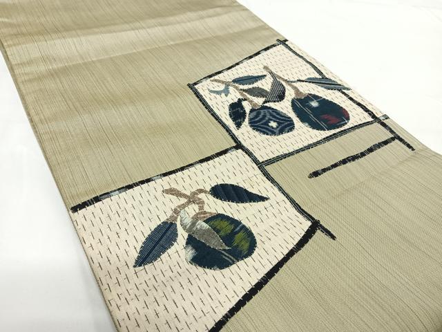 平和屋着物◎太鼓柄袋帯 はり絵日記 パッチワーク 成り物 正絹 逸品 AABF4995yx
