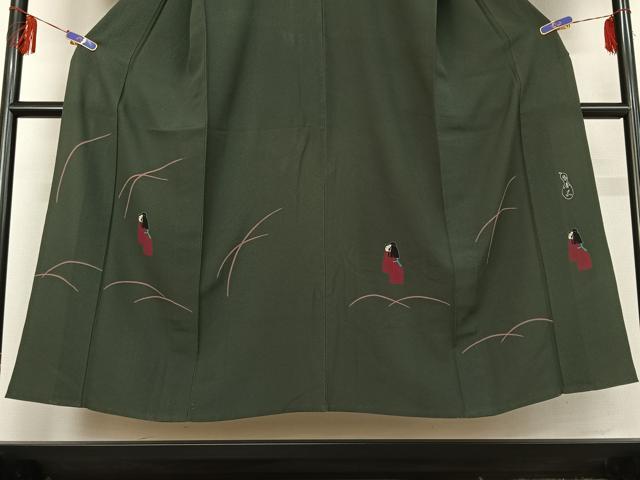 平和屋着物▽訪問着 単衣 作家物 人物芝文 鬼しぼ縮緬 正絹 逸品 AABF5001jh