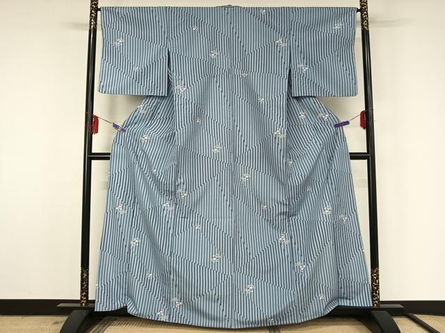 平和屋着物▽小紋 単衣 草花文 洗える着物 AABF5005jh