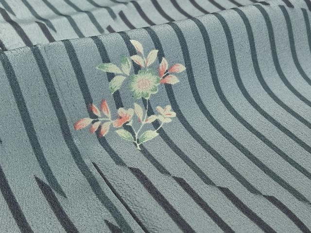 平和屋着物▽小紋 単衣 草花文 洗える着物 AABF5005jh